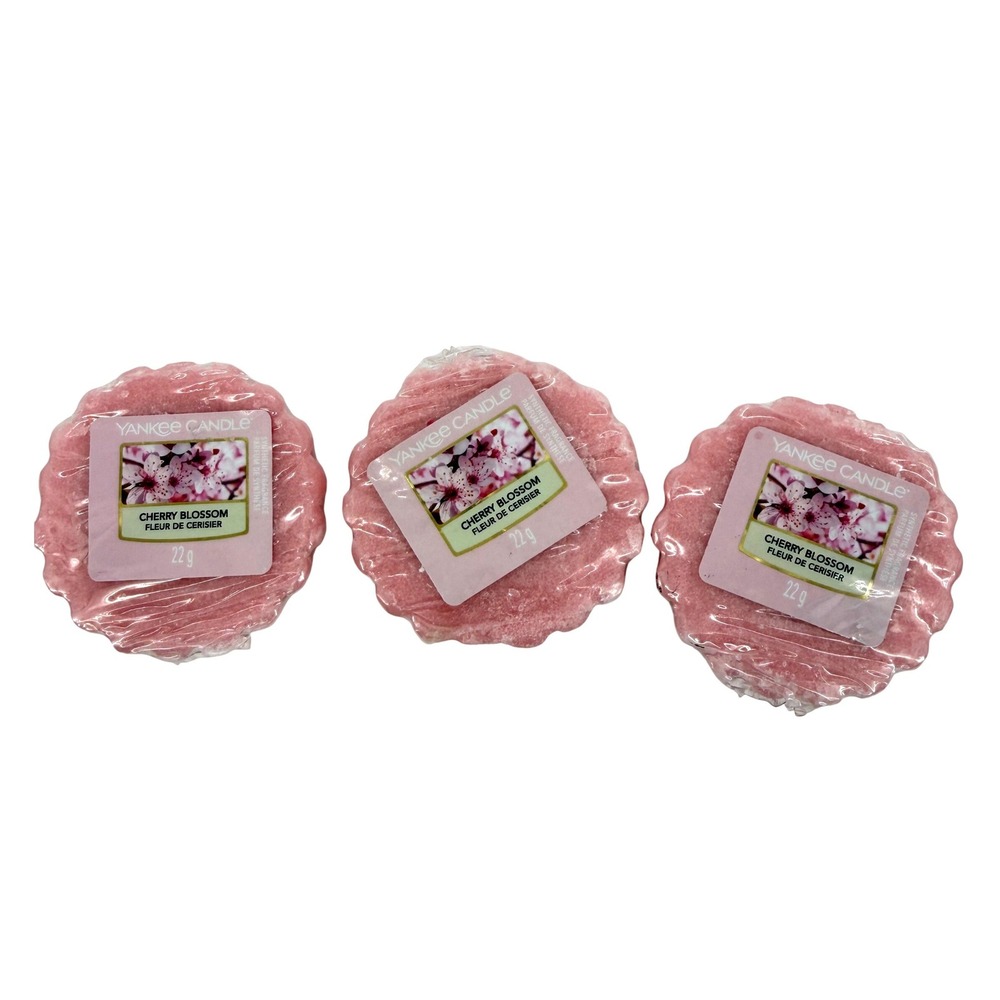 NEW Yankee Candle Discont Cherry Blossom Wax Melts Tart 22g Lot of 3 Pink Floral